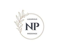 np Initialen Brief Hochzeit Monogramm Logos Vorlage, handgezeichnete moderne minimalistische und florale Vorlagen für Einladungskarten, Datum speichern, elegante Identität. vektor