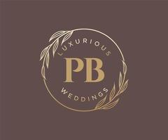 pb Initialen Brief Hochzeit Monogramm Logos Vorlage, handgezeichnete moderne minimalistische und florale Vorlagen für Einladungskarten, Datum speichern, elegante Identität. vektor