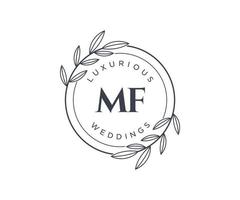 mf Initialen Brief Hochzeit Monogramm Logos Vorlage, handgezeichnete moderne minimalistische und florale Vorlagen für Einladungskarten, Datum speichern, elegante Identität. vektor