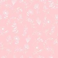 doodle blommönster på en rosa bakgrund. vektor