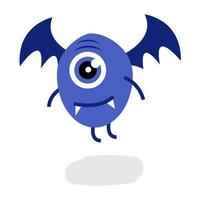 söt ett öga bat halloween monster vektor