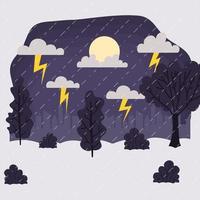 Regen- und Sturmlandschaft, Wetter- und Klimaszene vektor