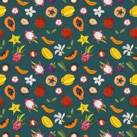 Nahtloses Muster mit exotischen Früchten. design für stoffe, textilien, tapeten, verpackungen. vektor