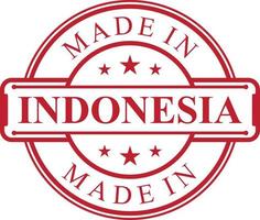 hergestellt in indonesien etikettensymbol mit rotem farbemblem vektor