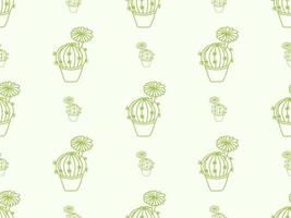 Kaktus Zeichentrickfigur nahtloses Muster auf grünem Hintergrund vektor