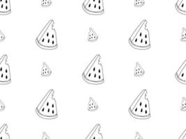 vattenmelon tecknad serie karaktär sömlös mönster på vit bakgrund vektor