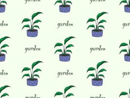 trädgårdar tecknad serie karaktär sömlös mönster på grön bakgrund vektor