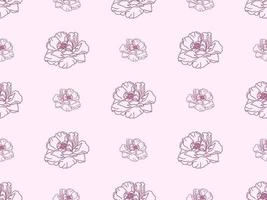 blomma seriefigur seamless mönster på rosa bakgrund vektor