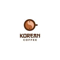 koreanisches Kaffee-Logo-Design auf isoliertem Hintergrund vektor