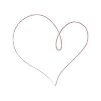 Handskizze Zeichnung rosa Linie Herz, Liebesgekritzel isoliert auf weißem Hintergrund - Vektor