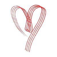 hand skiss teckning röd linje hjärta, kärlek klotter isolerat på vit bakgrund - vektor