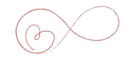 Rosa dünne Linien zwei Herzen lieben Unendlichkeitssymbol auf weißem Hintergrund - Vektor