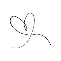 Handskizze Zeichnung schwarze Linie Herz, Liebesgekritzel isoliert auf weißem Hintergrund - Vektor