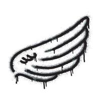 spray målad graffiti vingar sprutas isolerat med en vit bakgrund. graffiti vingar med över spray i svart över vit. vektor illustration.