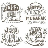 samling uppsättning Lycklig IED mubarak hand brev typografi hälsning vektor