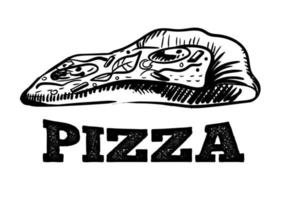 vektor pizza skiva teckning. hand dragen pizza illustration. bra för meny, affisch eller märka.