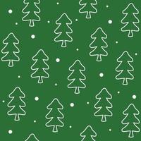 nahtlose Muster Waldbäume im Doodle-Stil auf grünem Hintergrund. Weihnachtsbeschaffenheit einwickeln. vektor