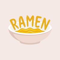 Ramen typografi och illustration av en skål vektor