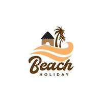 Strand mit Vintage-Logo-Design für den Urlaub zu Hause vektor