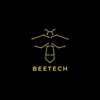 modernes logodesign der insektenbienenlinientechnologie vektor