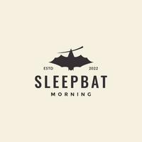 Fledermaus mit Twih-Sleep-Hipster-Logo-Design vektor