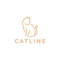 haustiere katze sitzen linien einfaches minimales logo-design vektor