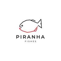 Fisch Piranha minimale Linien Logo-Design vektor