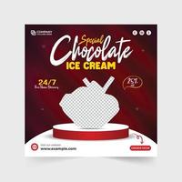 särskild choklad is grädde annons webb baner design för marknadsföring. efterrätt och sötsaker social media affisch vektor med mörk och gul färger. is grädde befordran mall för digital marknadsföring