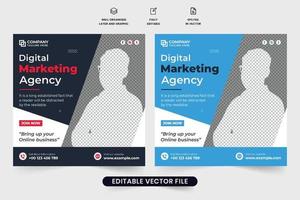 kreatives webbanner-design für die geschäftsförderung für social-media-marketing. firmenmarken-werbeagentur-plakatvorlage mit dunklen und blauen farben. Social-Media-Post-Vektor für digitales Marketing. vektor