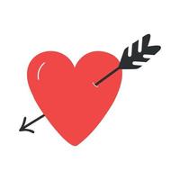 enkel klotter vektor hjärta med pil för hjärtans dag kort, affischer, omslag och design.