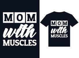 mama mit muskelillustrationen für druckfertiges t-shirt-design vektor
