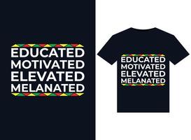 gebildete, motivierte, erhabene, melanisierte Illustrationen für druckfertiges T-Shirt-Design vektor