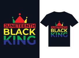 juni svart kung illustrationer för tryckfärdig t-tröjor design vektor