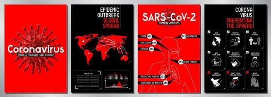 uppsättning av posters handla om coronavirus epidemi vektor