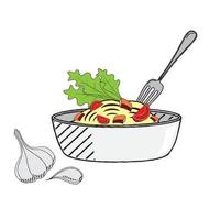 pasta i skål illustration vektor