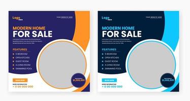 Design von Social-Media-Beitragsvorlagen für den Verkauf von Immobilien vektor