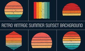 Retro-Vintage-Sommer-Sonnenuntergang-Set 1 vektor