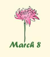 Mars 8 vykort. krysantemum blomma illustration för vykort, affisch, broschyr, häfte vektor