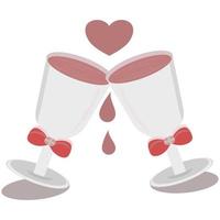 ein glas wein anstoßen, valentinstag feiern, rote herzen vektor