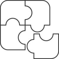kontursåg pussel mall av fyra bitar ikon logotyp vektor
