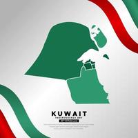 erstaunlicher hintergrund des kuwaitischen unabhängigkeitstags mit gewellter flagge und karten vektor