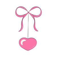 dekorativ element leksak för dag av valentine hjärta på en sträng med en rosett vektor