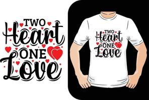 zwei Herzen ein Liebes-Valentinsgruß-Typografie-T-Shirt Entwurf vektor
