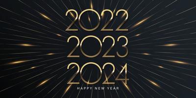 2023 frohes neues Jahr elegantes Design - Vektorgrafik von goldenen 2023 Logonummern auf schwarzem Hintergrund - perfekte Typografie für 2023 Save the Date Luxusdesigns und Neujahrsfeier. vektor