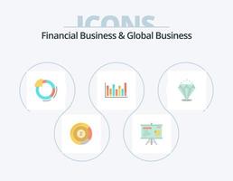 Finanzgeschäft und Global Business Flat Icon Pack 5 Icon Design. Diamant. Nieder. Graph. hoch. Graph vektor