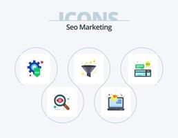 SEO-Marketing-Flat-Icon-Pack 5 Icon-Design. Gerät. Plaudern. Entwicklung. Trichter. Analyse vektor