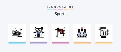 Sportlinie gefüllt 5 Icon Pack inklusive gewonnen. Position. Sport. vergeben. Ball. kreatives Symboldesign vektor