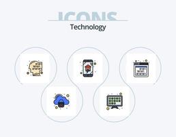 Technologielinie gefüllt Icon Pack 5 Icon Design. Null. seo. Nocken. Schnittstelle. binär vektor