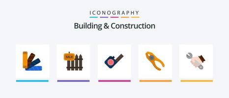 byggnad och konstruktion platt 5 ikon packa Inklusive reparera. tång. trädgård. tång. tejp. kreativ ikoner design vektor