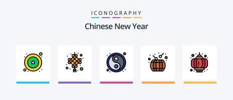 chinesische neujahrslinie gefüllt 5 icon pack einschließlich . Geschenk. Tasse. Weihnachten. Geschenk. kreatives Symboldesign vektor